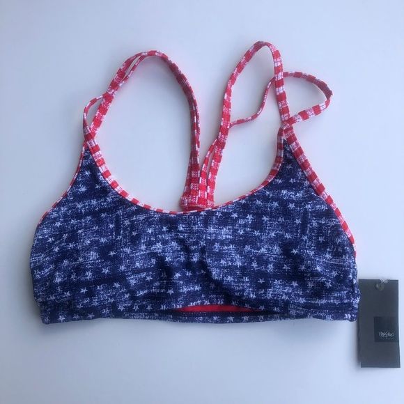 Mossimo Red White Blue Americana Swim Top New L - Picture 1 of 4